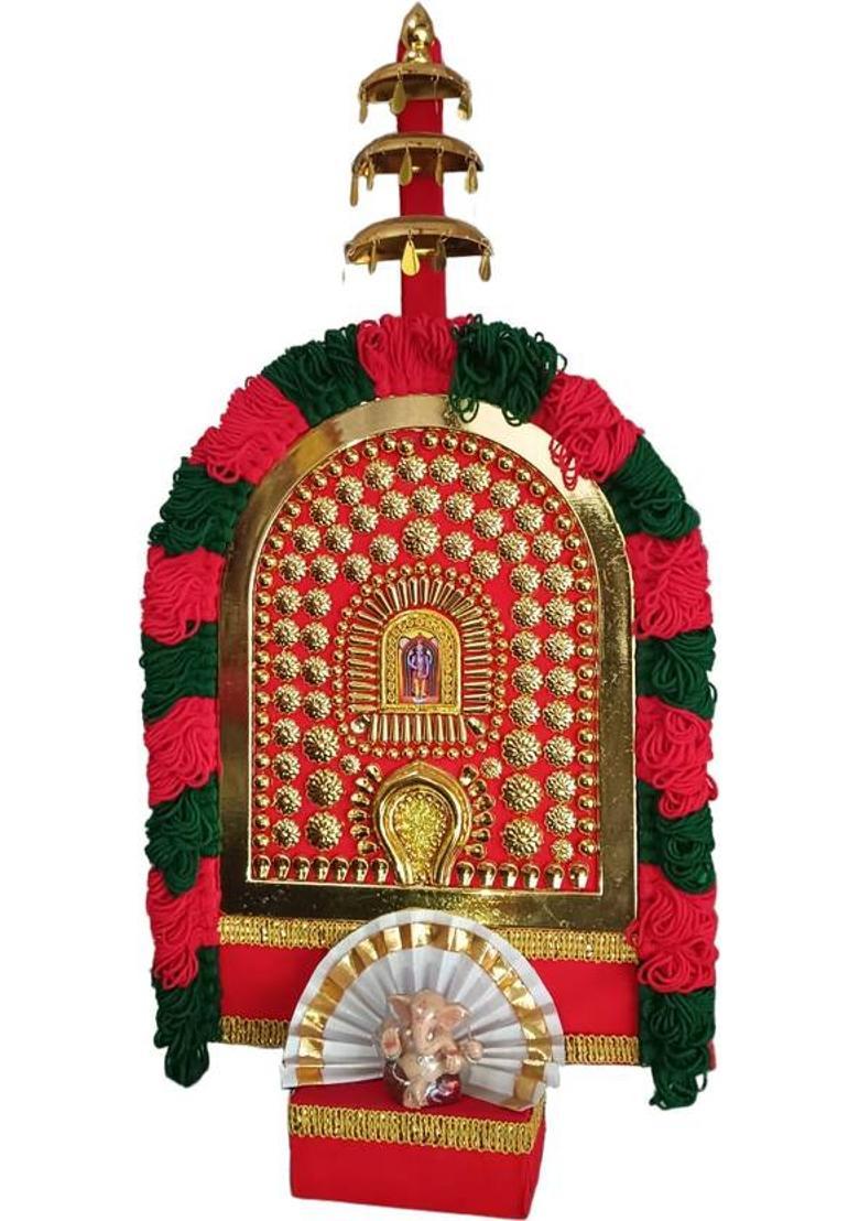 THANI CRAFT v1 Decorative Showpiece - 60 cm&nbsp;&nbsp;(Wood, Wood, Metal, Red) - Indya