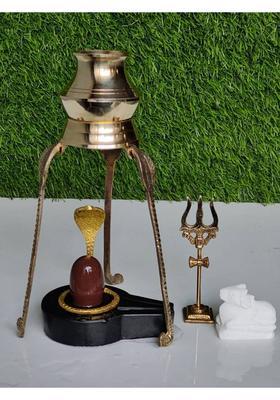 Shivam Vastu Kala Shivling Art Narmadeshwar & Narmada Shivling Full Set, Snake, Nandi , Trishul , Water Stand Decorative Showpiece - 5 cm&nbsp;&nbsp;(Stone, Brown, Yellow, Green)
