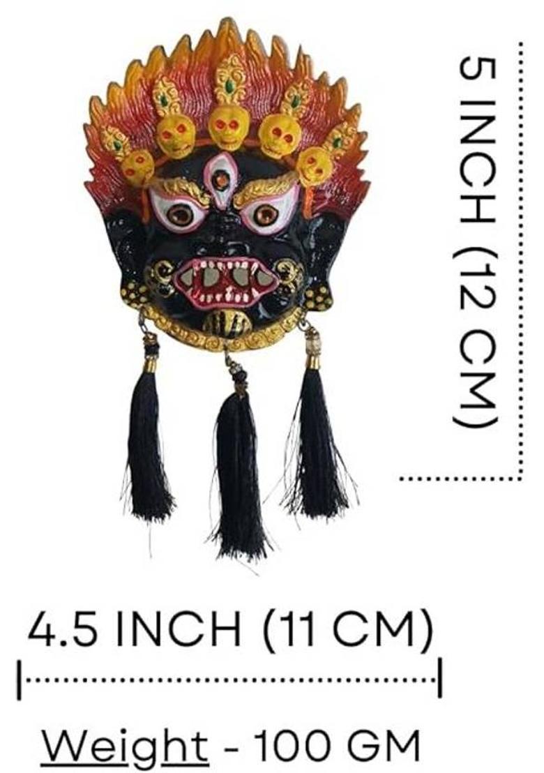 salvusappsolutions Metal Mahakal Face Mask Nazar Battu for Home, Shops (Black_4.5x5 inch) Decorative Showpiece - 12 cm&nbsp;&nbsp;(Metal, Black) - Indya