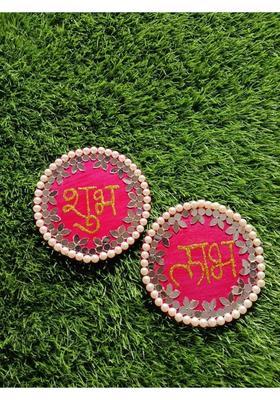 Shree adodhya Shubh labh for Diwali in pink colour. Decorative Showpiece - 1 cm&nbsp;&nbsp;(Wood, Pink)