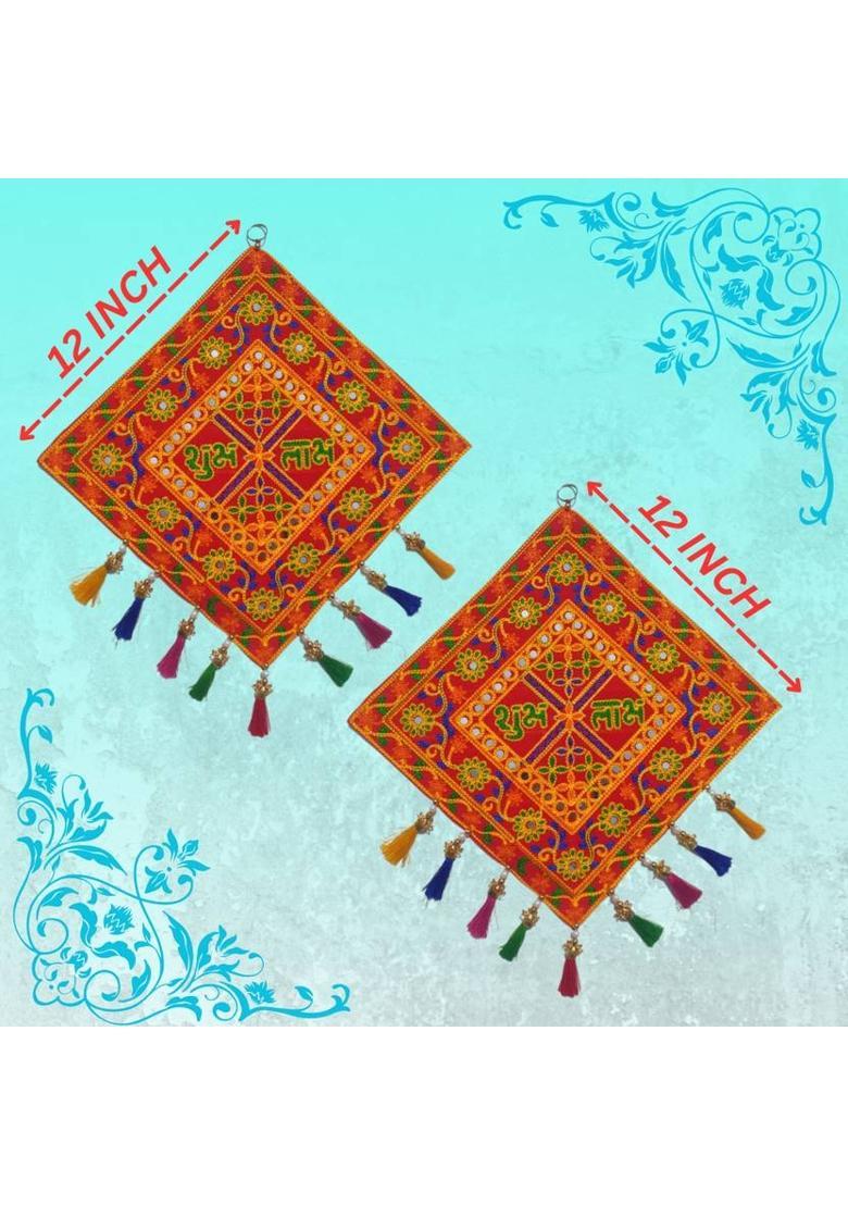 Divinekrafts Shubh Labh Wall Hanging Decorative Showpiece - 31 cm&nbsp;&nbsp;(Fabric, Multicolor) - Indya