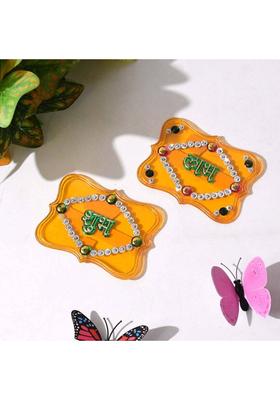 NK Enterprises Shubh Labh Decorative Wall Hangings (2 Pc) Pack of 2&nbsp;&nbsp;(Yellow)