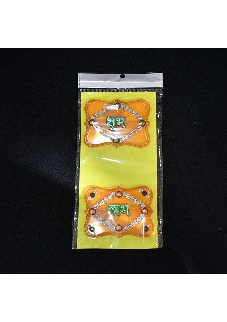 NK Enterprises Shubh Labh Decorative Wall Hangings (2 Pc) Pack of 2&nbsp;&nbsp;(Yellow) - Indya