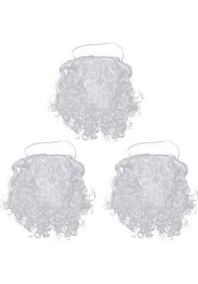 salvusappsolutions Santa Claus Beard/Moustache Set For Christmas, Set of 3 (White_6x6 Inch) Decorative Showpiece - 15 cm&nbsp;&nbsp;(Plastic, Multicolor)