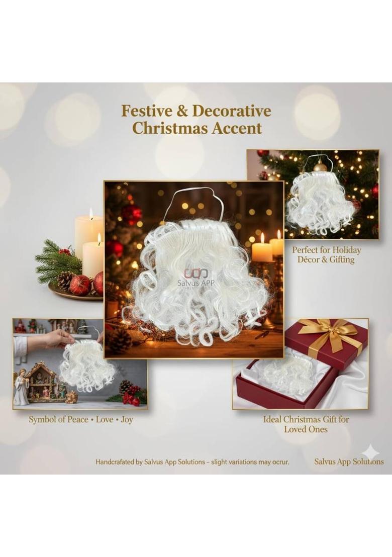salvusappsolutions Santa Claus Beard/Moustache Set For Christmas, Set of 3 (White_6x6 Inch) Decorative Showpiece - 15 cm&nbsp;&nbsp;(Plastic, Multicolor) - Indya