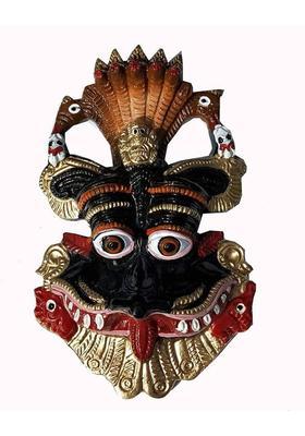 salvusappsolutions Narsngh Black face Wall Hanging Metal Mahakal Face Mask Nazar Battu Evil Eye Protector (Multi_5.5x4 INCH) Decorative Showpiece - 13 cm&nbsp;&nbsp;(Metal, Multicolor)