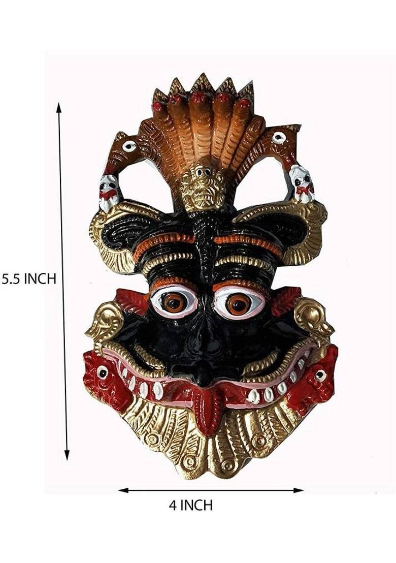 salvusappsolutions Narsngh Black face Wall Hanging Metal Mahakal Face Mask Nazar Battu Evil Eye Protector (Multi_5.5x4 INCH) Decorative Showpiece - 13 cm&nbsp;&nbsp;(Metal, Multicolor) - Indya