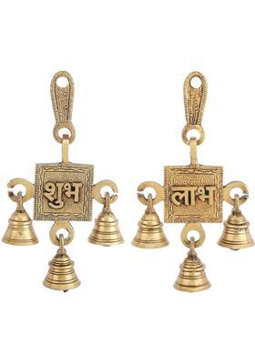 Vrinda Articles Vrinda Articles Brass Shubh Labh Hanging Bells Set for Wall Decor Pooja Diwali. Decorative Showpiece - 15 cm&nbsp;&nbsp;(Brass, Yellow)