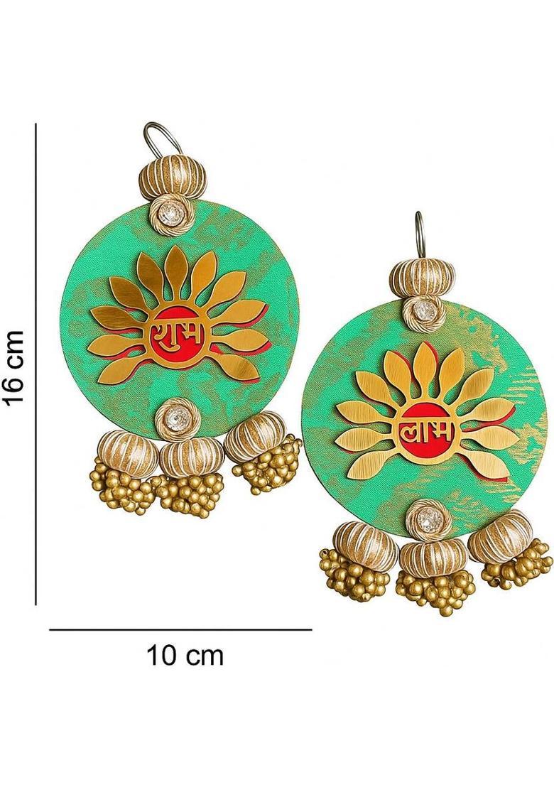 CreativeClub Ethnic Handcrafted Shubh Labh Wall Hanging – Decorative Showpiece - 16 cm&nbsp;&nbsp;(Wood, Green) - Indya