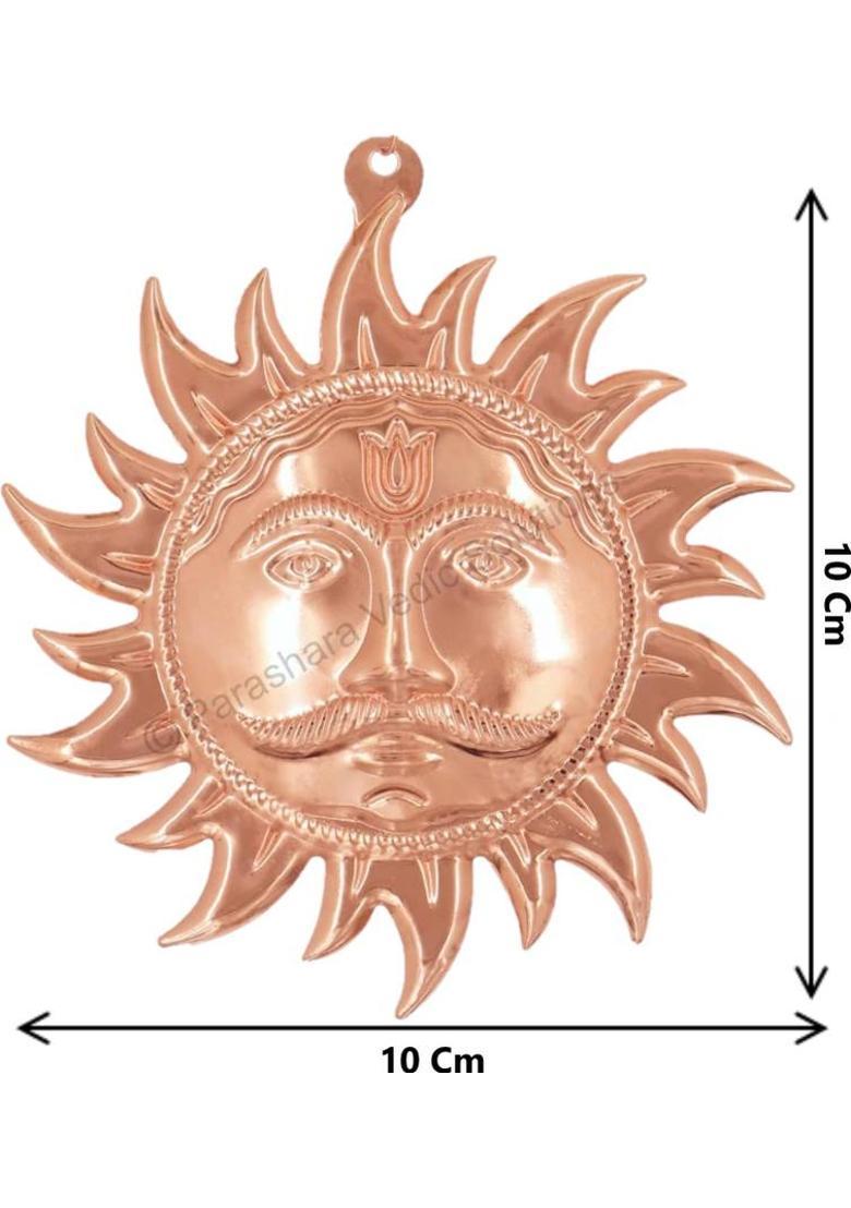 BHAKTI SHRINGAR Metal Copper Home Vastu Sun Face God Wall Hanging || Shri Surya Narayan Idol Decorative Showpiece - 10 cm&nbsp;&nbsp;(Copper, Copper) - Indya