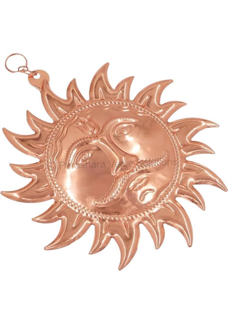 BHAKTI SHRINGAR Metal Copper Home Vastu Sun Face God Wall Hanging || Shri Surya Narayan Idol Decorative Showpiece - 10 cm&nbsp;&nbsp;(Copper, Copper) - Indya