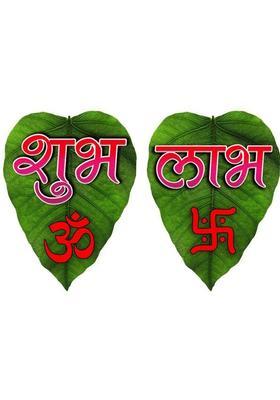 HOUZZ DECOR NEW_Shubh Labh Wooden Wall Door Sign Hangings Pack of 2&nbsp;&nbsp;(Green)