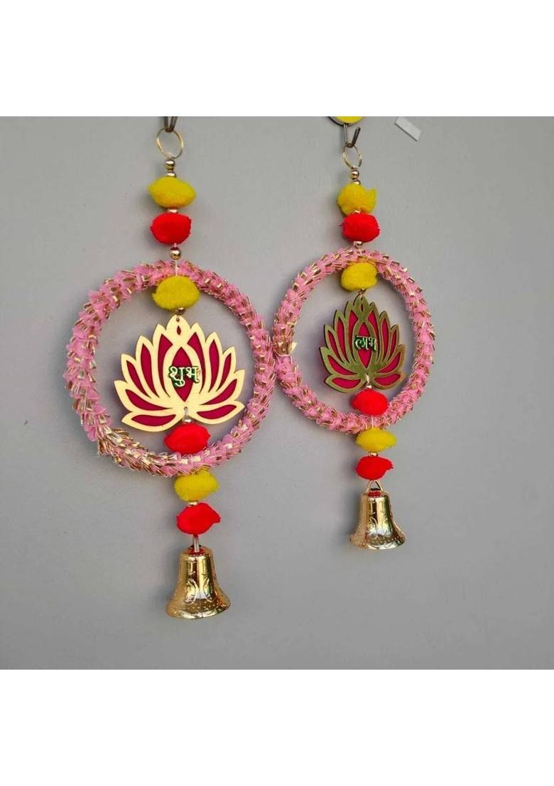 Nilanchal Handicrafts Shubh Labh Door Hanging for Diwali Wall Hangings for Home Decoration Decorative Showpiece - 35 cm&nbsp;&nbsp;(Fabric, Multicolor) - Indya