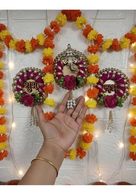 Sohibe Shubh Labh with Ganesh ji Festival Wall hanging Pack of 3&nbsp;&nbsp;(Multicolor)