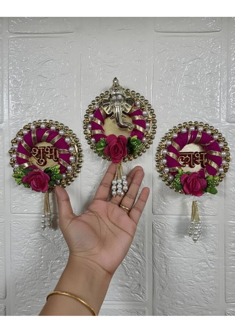 Sohibe Shubh Labh with Ganesh ji Festival Wall hanging Pack of 3&nbsp;&nbsp;(Multicolor) - Indya