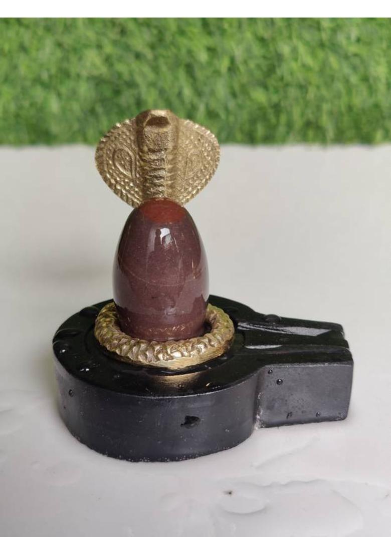 Shivam Vastu Kala Shivling Art Orignal/Natural Swayambhu Narmadeshwar Shivling with jaldhari Naag Nandi Decorative Showpiece - 3 cm&nbsp;&nbsp;(Stone, Red, Black, White, Brown, Multicolor, Green, Light Green, Yellow, Gold, Grey) - Indya