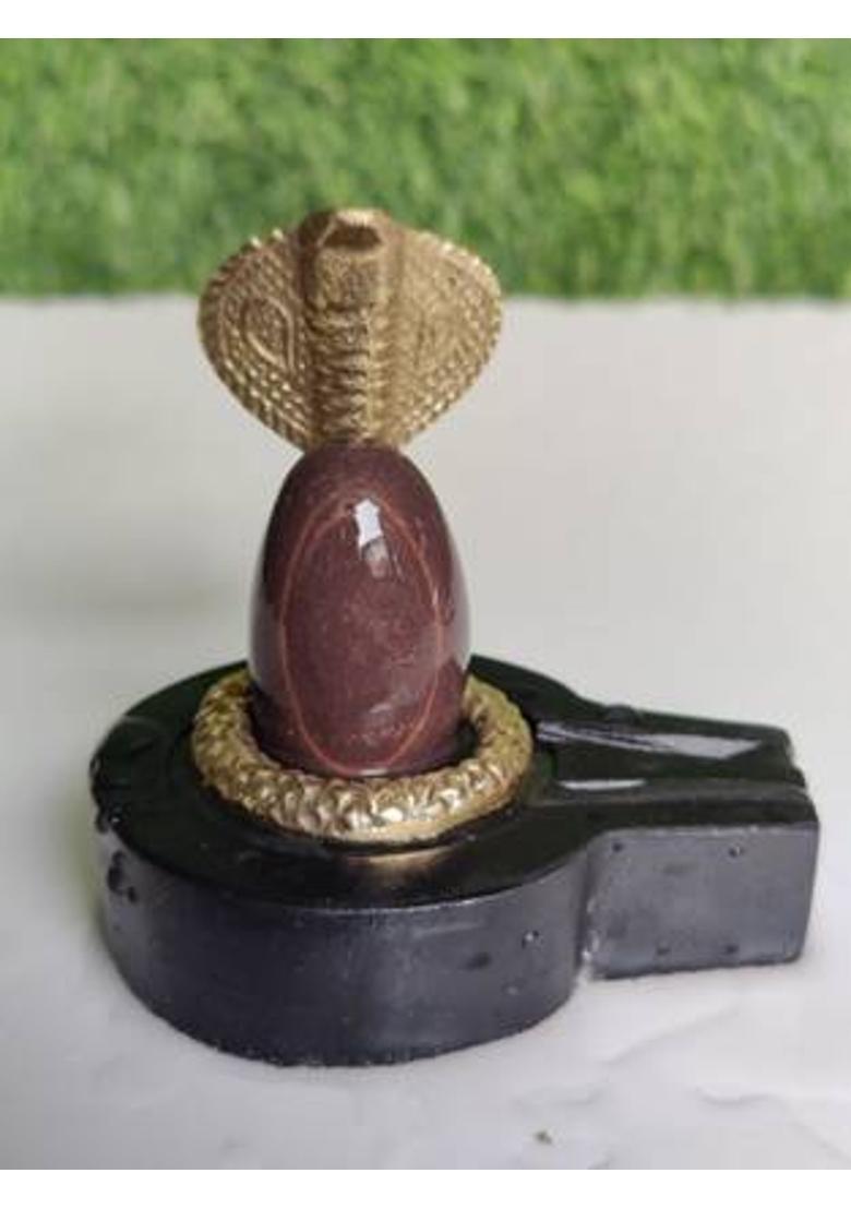 Shivam Vastu Kala Shivling Art Orignal/Natural Swayambhu Narmadeshwar Shivling with jaldhari Naag Nandi Decorative Showpiece - 3 cm&nbsp;&nbsp;(Stone, Red, Black, White, Brown, Multicolor, Green, Light Green, Yellow, Gold, Grey) - Indya