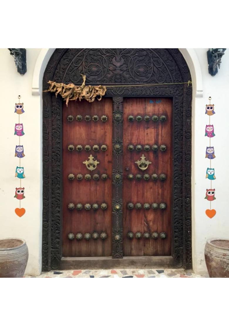 Home Delight Wooden Door Hanging Toran Wall Decor Home Decoration Items|Gift Items Pack of 2&nbsp;&nbsp;(104 cm X 11 cm, Purple, Blue, Red, Yellow) - Indya