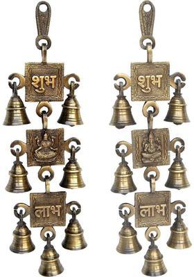 aakrati Shubh Labh Laxmi Ganesha Religious Hanging Bell Decorative Showpiece - 30 cm&nbsp;&nbsp;(Brass, Copper)