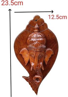 Mampi enterprises Wooden ganesh-03 Decorative Showpiece - 23.5 cm&nbsp;&nbsp;(Wood, Brown)