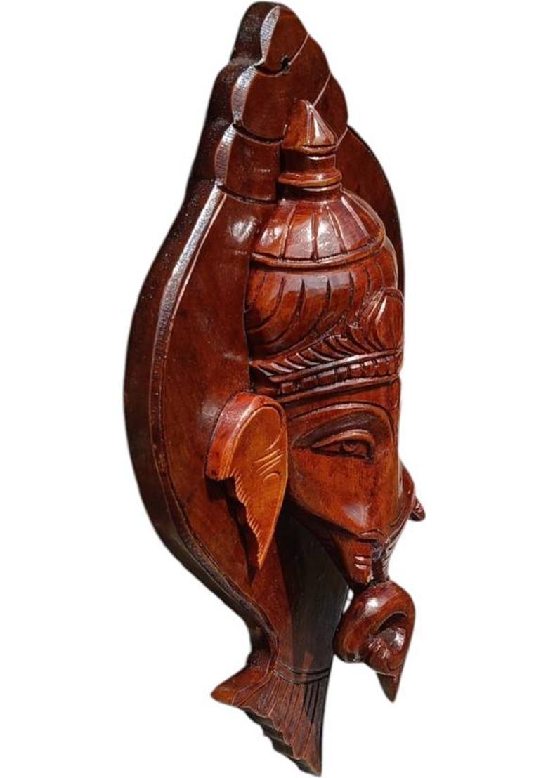 Mampi enterprises Wooden ganesh-03 Decorative Showpiece - 23.5 cm&nbsp;&nbsp;(Wood, Brown) - Indya