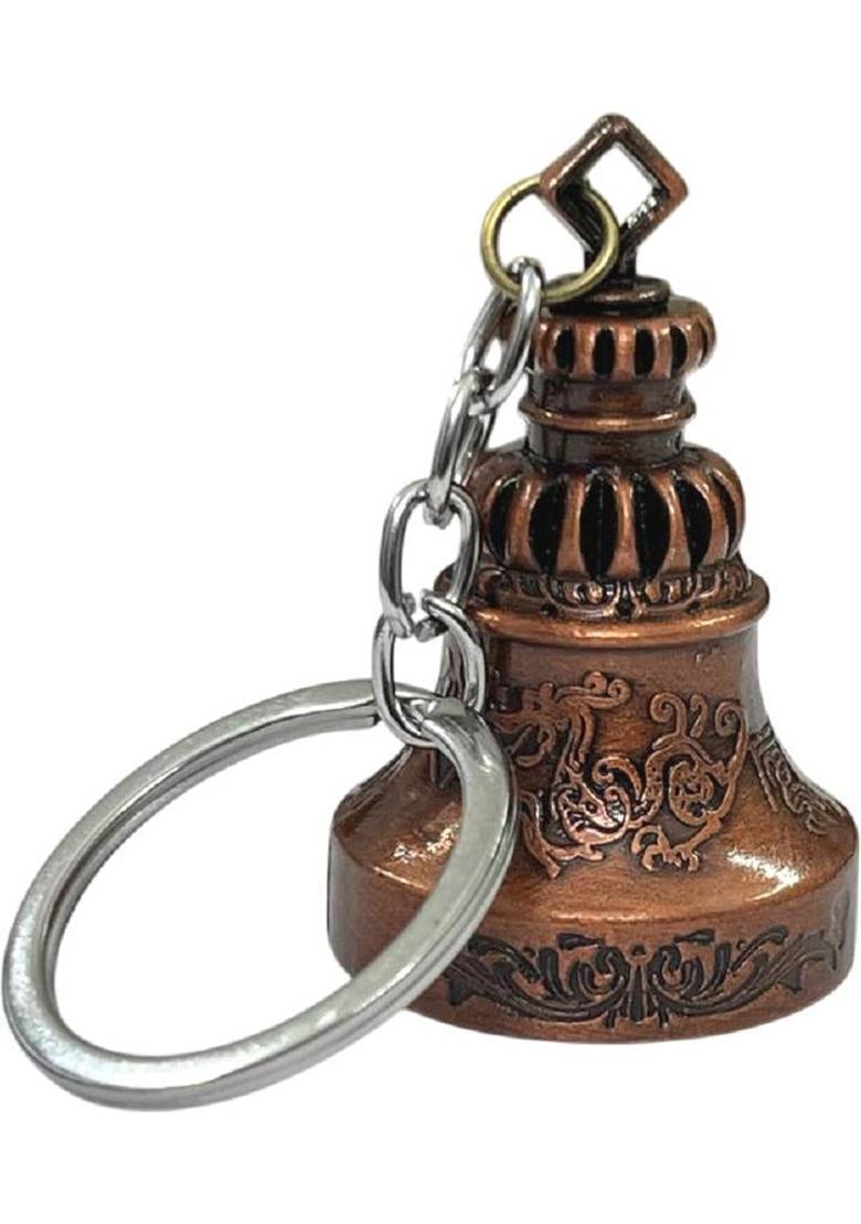 numeroastro Tibetan Bell KeyChain | Guardian Bell Key Chain For Good Luck Decorative Showpiece - 5 cm&nbsp;&nbsp;(Metal, Copper) - Indya