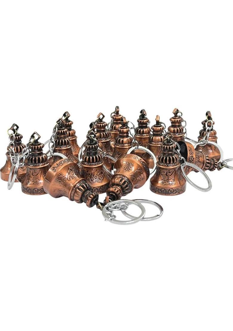 numeroastro Tibetan Bell KeyChain | Guardian Bell Key Chain For Good Luck Decorative Showpiece - 5 cm&nbsp;&nbsp;(Metal, Copper) - Indya