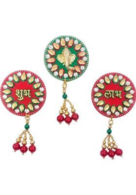 P A HEALTH AND FITNESS P.A.Decorative Acralic Shubh Labh Ganesha Stickers for Main Door/Wall Hanging. Pack of 3&nbsp;&nbsp;(6.5 inch X 6.5 inch, Multicolor)