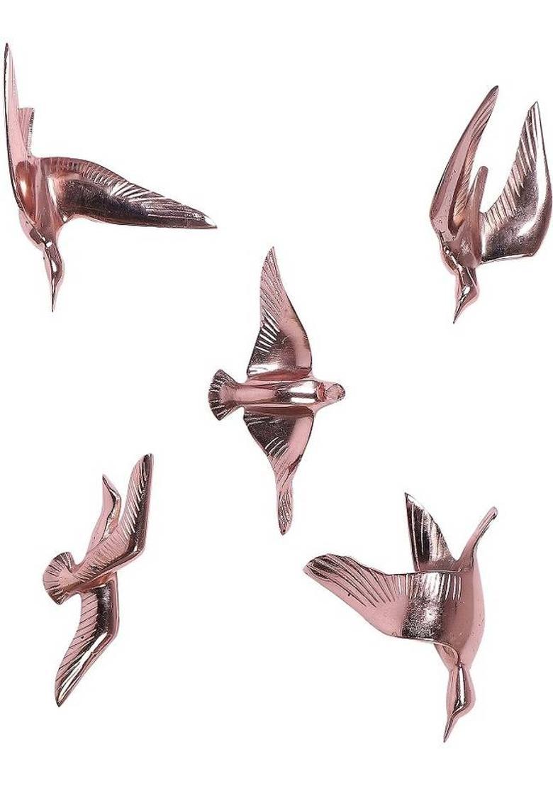 Amaya Decors Amaya Decors Aluminum Bird Wall Art Set of 5 Decorative Showpiece - 15 cm&nbsp;&nbsp;(Aluminium, Copper) - Indya