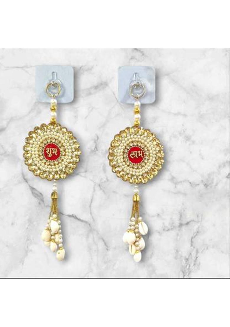 Koogly Pearl Shubh Labh Decorative Hanging for Home & Festival Decoration Pack of 2&nbsp;&nbsp;(10 inch, Multicolor) - Indya