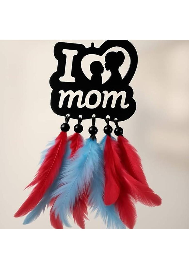 KZEEL Handmade Acrylic Dream Catcher for Car Interior Decorative Showpiece - 13 cm&nbsp;&nbsp;(Wood, Multicolor) - Indya