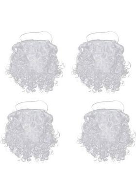 salvusappsolutions Santa Claus Beard/Moustache Set For Christmas, Set of 4 (White_6x6 Inch) Decorative Showpiece - 15 cm&nbsp;&nbsp;(Fabric, Multicolor)