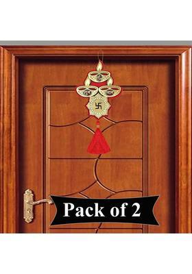 Kitlyn 9" inches Shubh Laabh Swastik Diya Toran Jhumar for door,wall,diwali decoration Decorative Showpiece - 23 cm&nbsp;&nbsp;(Plastic, Multicolor)