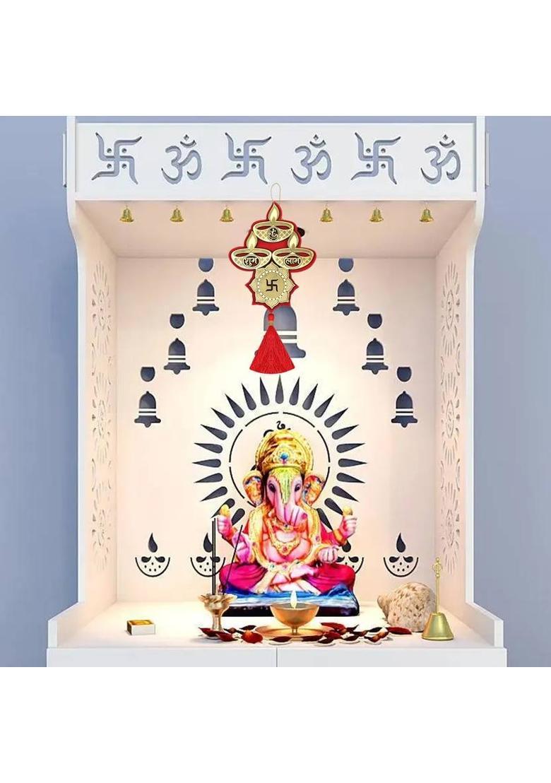 Kitlyn 9" inches Shubh Laabh Swastik Diya Toran Jhumar for door,wall,diwali decoration Decorative Showpiece - 23 cm&nbsp;&nbsp;(Plastic, Multicolor) - Indya