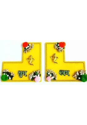 TANISHKA CREATIONS Shubh Labh For Temple, Home, Office & Diwali Decoration Purpose Decorative Showpiece - 12.5 cm&nbsp;&nbsp;(Plastic, Multicolor)