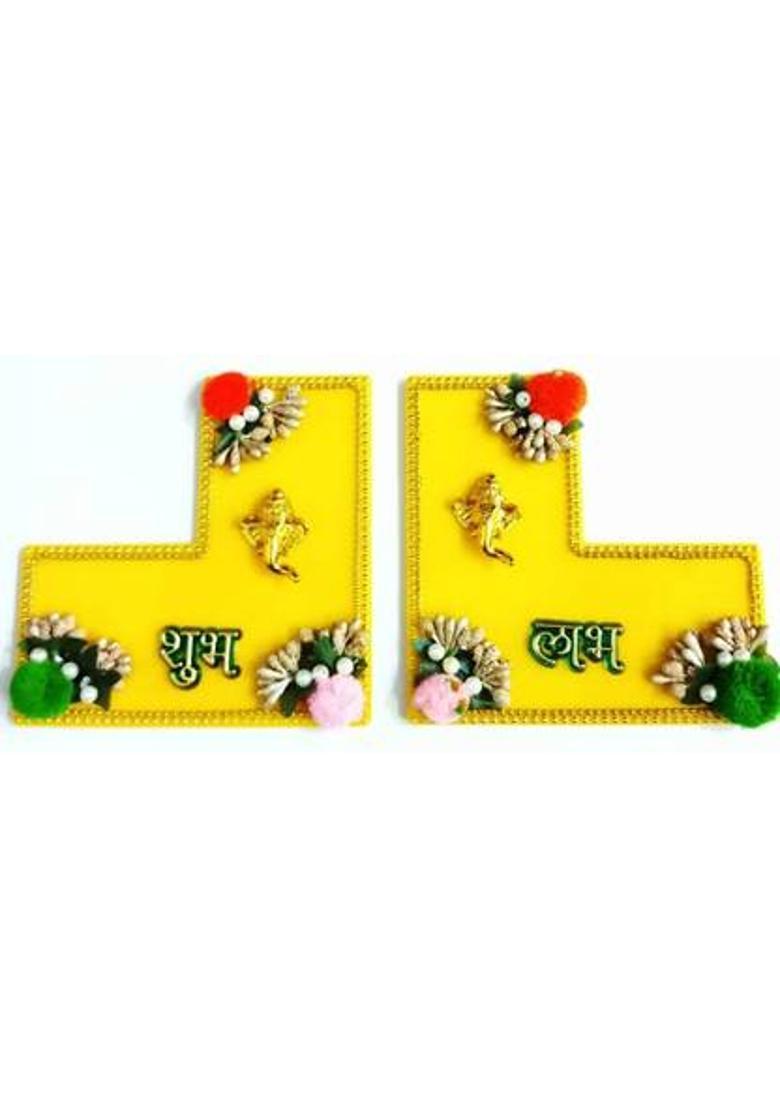 TANISHKA CREATIONS Shubh Labh For Temple, Home, Office & Diwali Decoration Purpose Decorative Showpiece - 12.5 cm&nbsp;&nbsp;(Plastic, Multicolor) - Indya