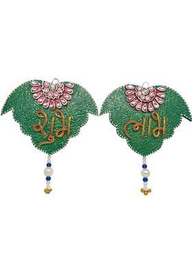 Natali Traders Handmade Decorate Shubh Labh Decorative Showpiece - 12.2 cm&nbsp;&nbsp;(Wood, Multicolor)