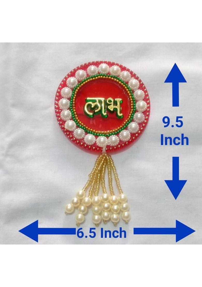 P A HEALTH AND FITNESS Decorated Acrylic Shubh Labh Stickers Home Door/Wall Decor[2piece] Decorative Showpiece - 9.5 cm&nbsp;&nbsp;(Plastic, Multicolor) - Indya