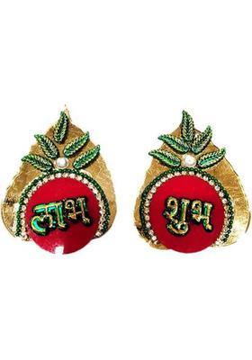 PAPU G DESIGNER SHUBH-LABH IN ACRYLIC TO STICK ON WALL FOR HOME DECOR ON FESTIVALS Decorative Showpiece - 8 cm&nbsp;&nbsp;(Plastic, Red)