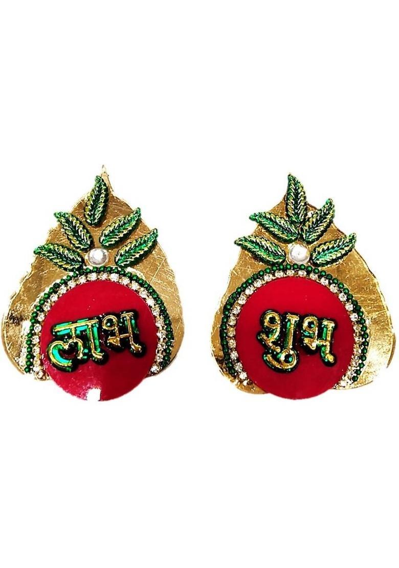 PAPU G DESIGNER SHUBH-LABH IN ACRYLIC TO STICK ON WALL FOR HOME DECOR ON FESTIVALS Decorative Showpiece - 8 cm&nbsp;&nbsp;(Plastic, Red) - Indya