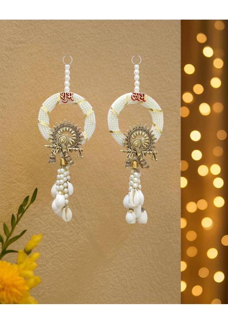 ASM CREATION Krishna Flute Shubh Labh Decorative Showpiece - 22 cm&nbsp;&nbsp;(Stone, Multicolor) - Indya