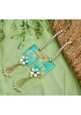 BENAVJI Green Color Wall Door Hangings with Shubh Labh Design Latkan for Home Decoration Pack of 2&nbsp;&nbsp;(Multicolour-19)