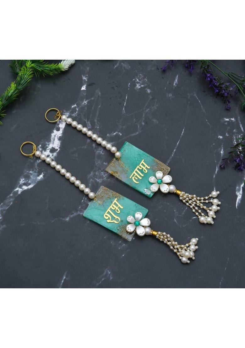 BENAVJI Green Color Wall Door Hangings with Shubh Labh Design Latkan for Home Decoration Pack of 2&nbsp;&nbsp;(Multicolour-19) - Indya