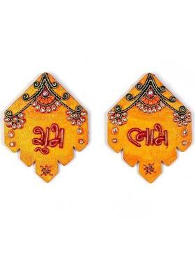 Shreemangalammart Kundan Work Handmade Shubh Labh Door Hangings 277 Decorative Showpiece - 1.5 cm&nbsp;&nbsp;(Wood, Multicolor)