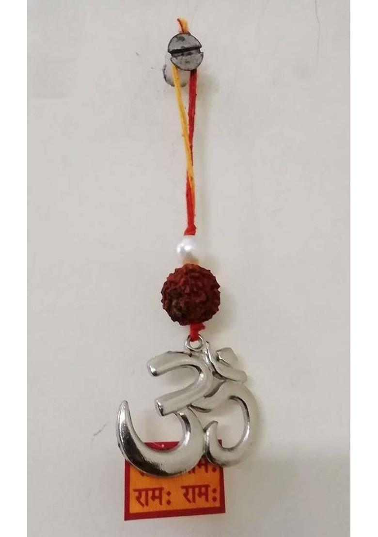MEHRUNNISA Auspicious Om Rudraksha Soan Shubh Labh Door/Wall Decoration Decorative Showpiece - 6 cm&nbsp;&nbsp;(Brass, Multicolor) - Indya
