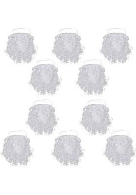 salvusappsolutions Santa Claus Beard/Moustache Set For Christmas, Set of 10 (White_6x6 Inch) Decorative Showpiece - 15 cm&nbsp;&nbsp;(Fabric, White)