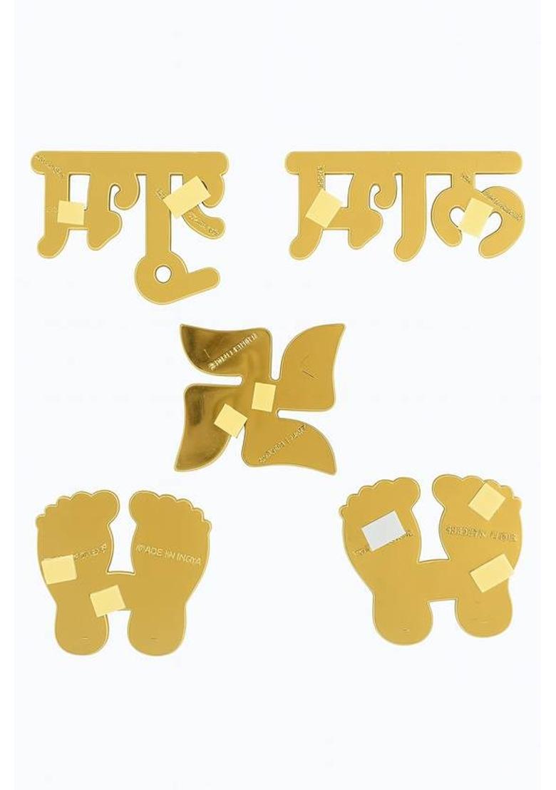 CreativeClub Metal Shubh Labh Swastik Wall Stricker, Door Entrance Stricker Decorative Showpiece - 5 cm&nbsp;&nbsp;(Fiber, Multicolor) - Indya