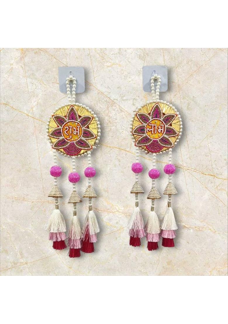 Koogly “Shubh Labh Decorative Hanging for Home & Festival Decoration” Pack of 2&nbsp;&nbsp;(16 inch, Multicolor) - Indya