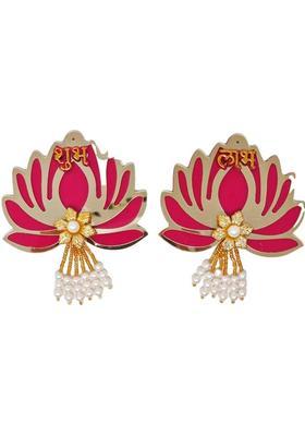 CTW Shubh Labh Door Hanging for Diwali Floral Wall Hangings for Home Decoration. Decorative Showpiece - 10 cm&nbsp;&nbsp;(Metal, Pink)