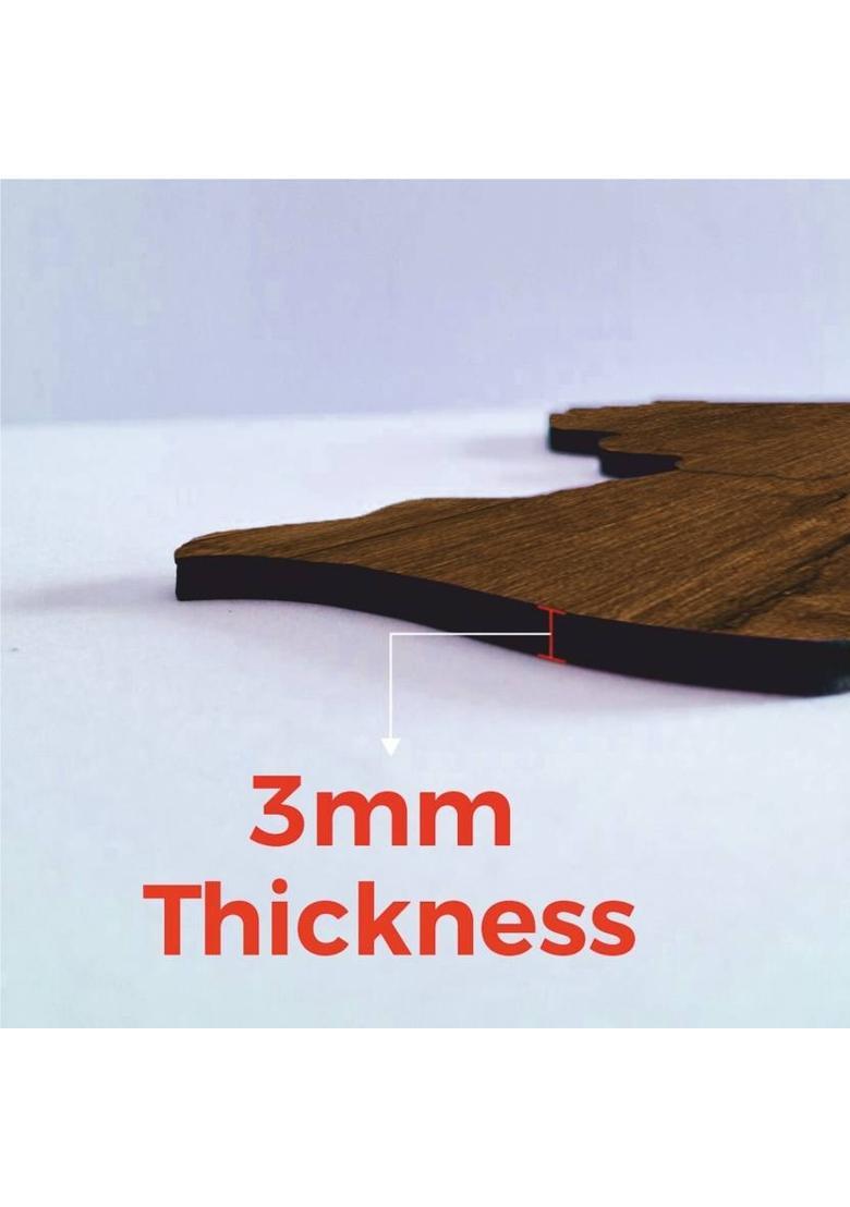 rawpockets 3D Wooden World Map for Wall Decor | Home & Office Decorations| Gift |Travel -S&nbsp;&nbsp;(65 cm X 90 cm, Teak Brown - Small) - Indya